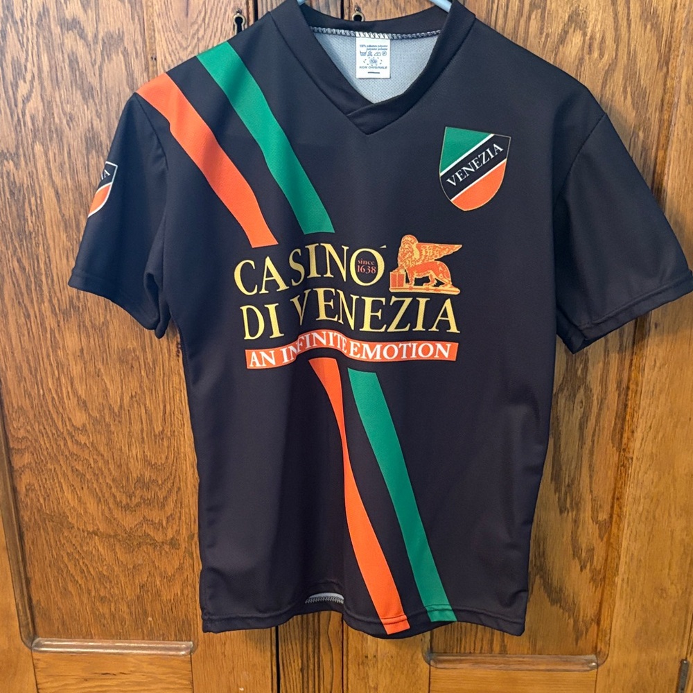 Venezia Black Jersey with Green and Orange Stripes